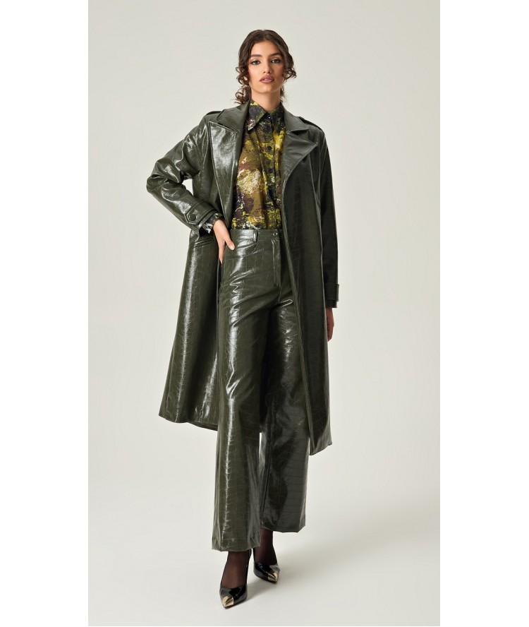 Eveleya Emerald Allure Croco Leather Pants